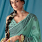 Trendy Saree Linen Green Lucknowi Work Saree