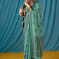 Trendy Saree Linen Green Lucknowi Work Saree