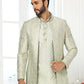 Indo Western Art Silk Green Machine Embroidery Mens