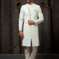 Sherwani Georgette Green Machine Embroidery Mens