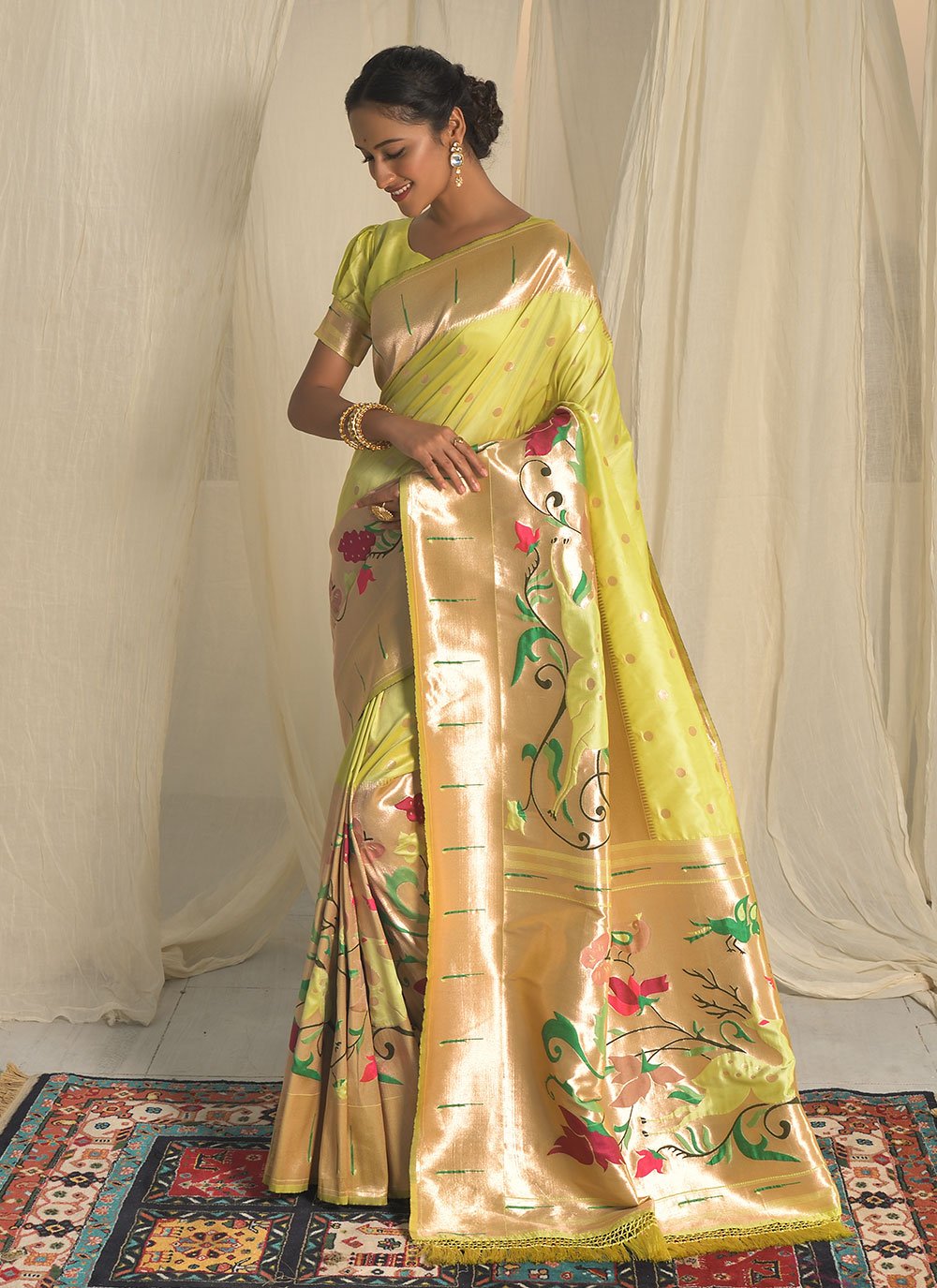 Contemporary Silk Green Meenakari Saree