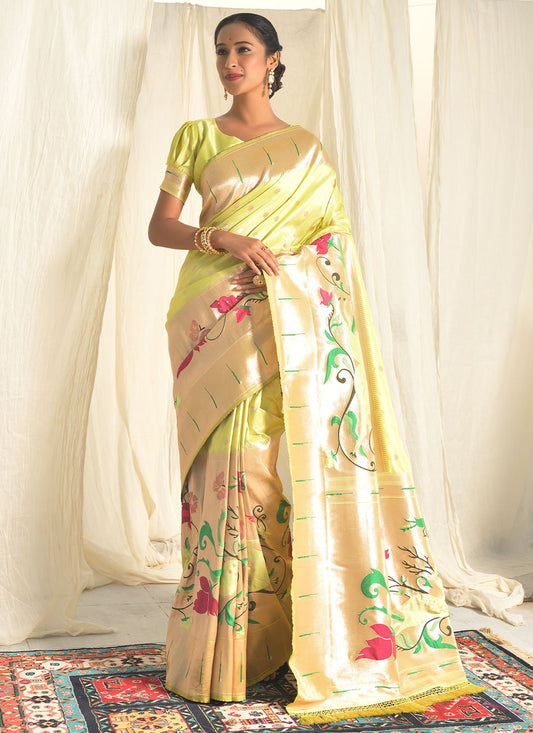 Contemporary Silk Green Meenakari Saree