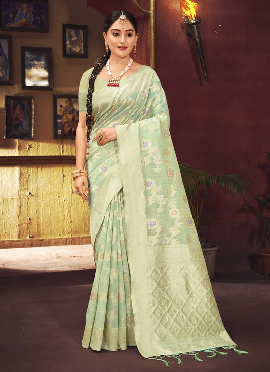 Designer Silk Green Weaving Saree