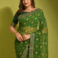Contemporary Chiffon Georgette Green Embroidered Saree