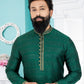 Kurta Pyjama Cotton Jacquard Green Jacquard Work Mens