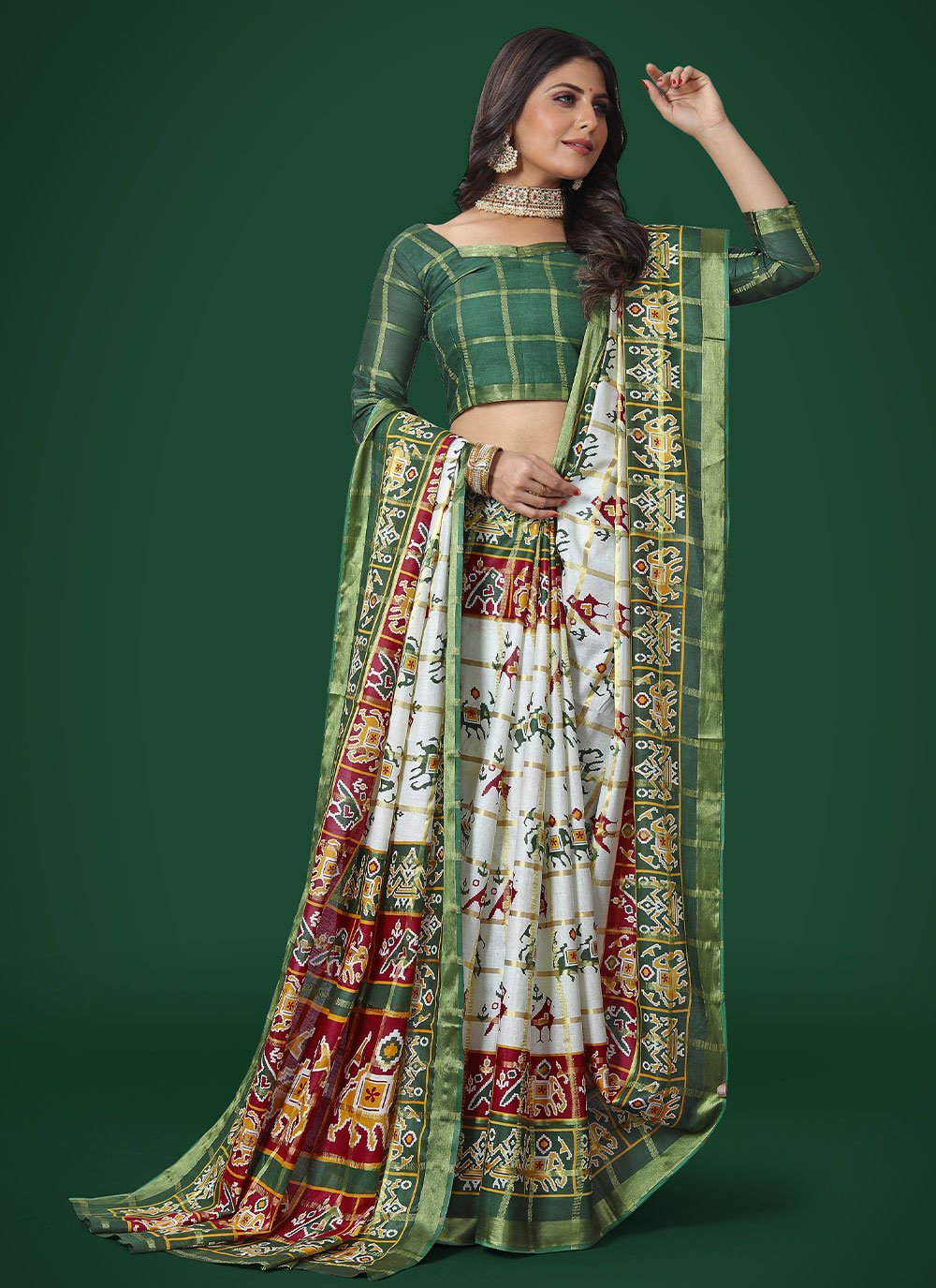 Classic Cotton Green Patola Print Saree