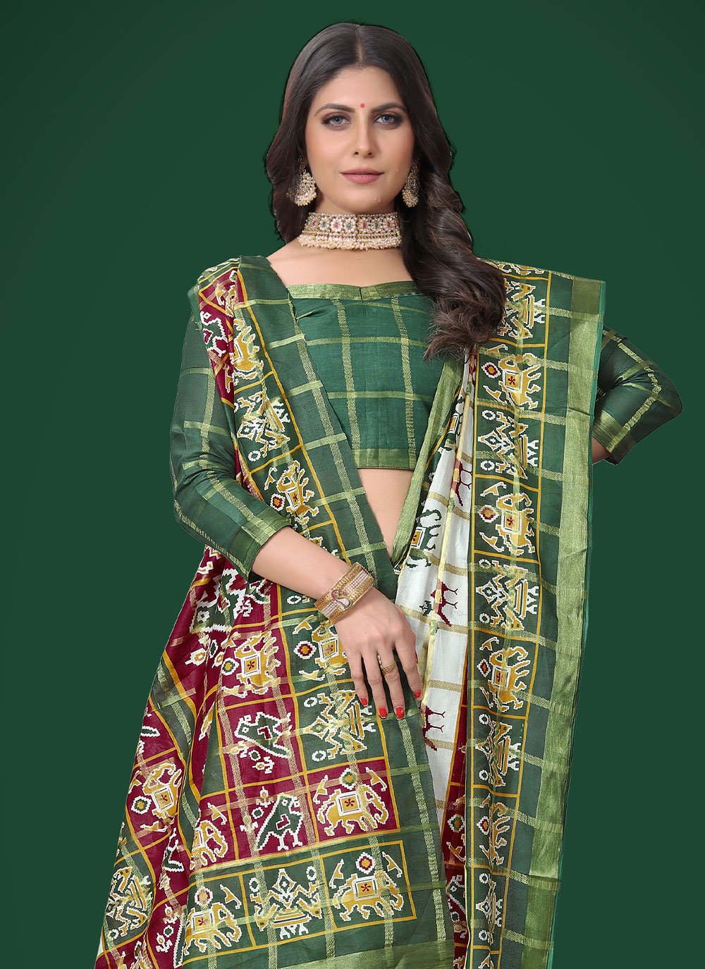 Classic Cotton Green Patola Print Saree