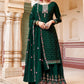 Palazzo Salwar Suit Georgette Green Embroidered Salwar Kameez