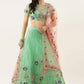 A Line Lehenga Net Green Embroidered Lehenga Choli