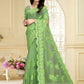 Classic Net Green Embroidered Saree