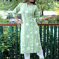 Pant Style Suit Blended Cotton Green Embroidered Salwar Kameez