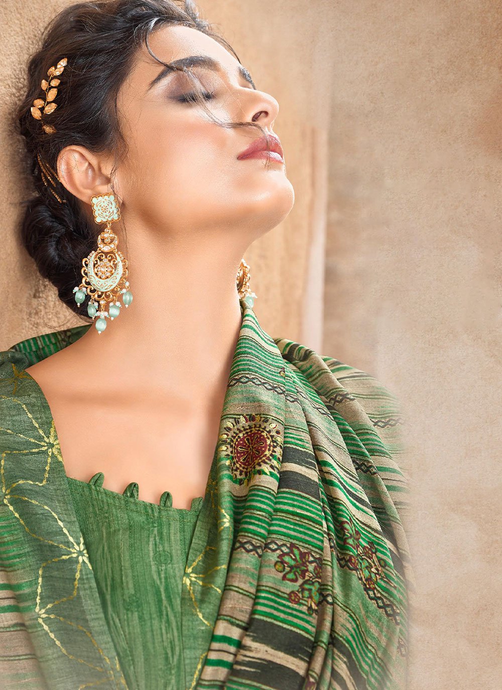 Classic Silk Green Print Saree