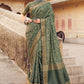 Designer Silk Green Digital Print Saree