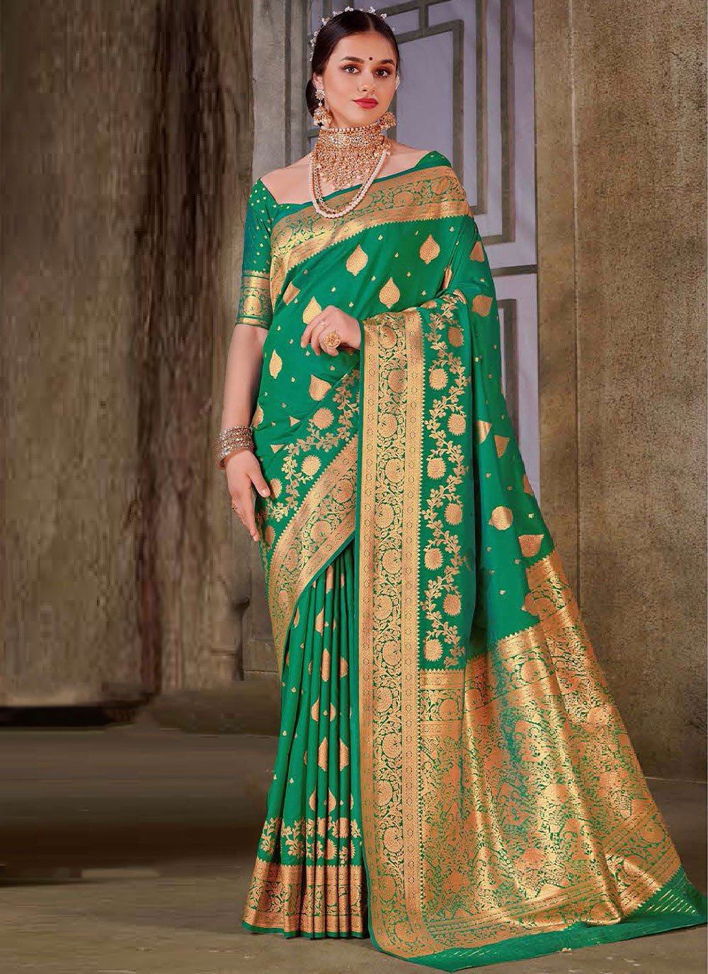 Trendy Saree Silk Green Weaving Saree