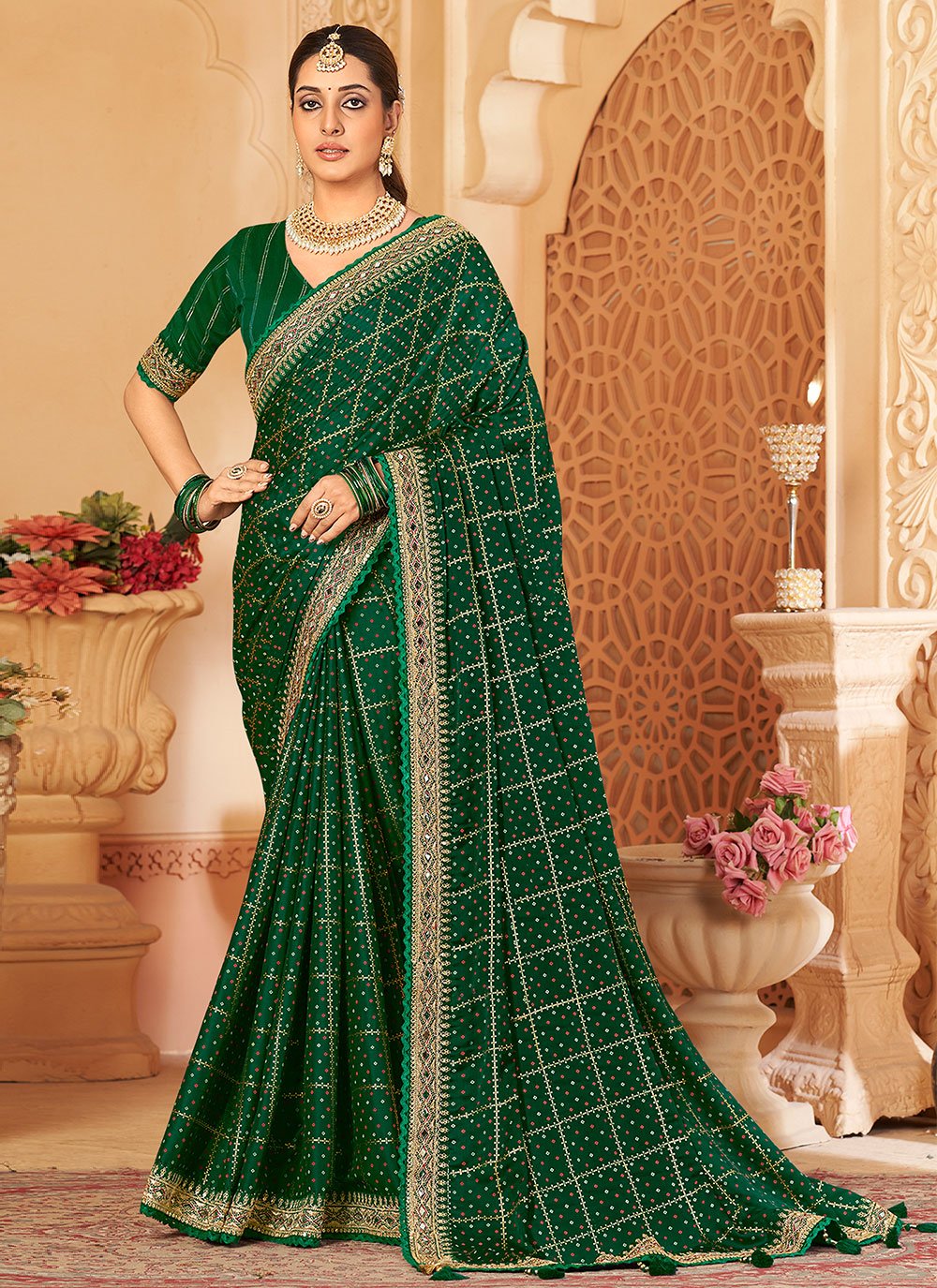 Classic Silk Green Embroidered Saree