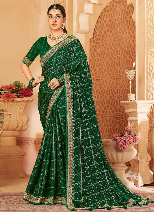 Classic Silk Green Embroidered Saree