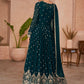 Designer Gown Georgette Silk Green Embroidered Gown