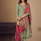 Pant Style Suit Muslin Green Embroidered Salwar Kameez