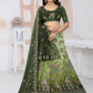 Lehenga Choli Net Green Embroidered Lehenga Choli