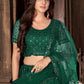 Lehenga Choli Net Green Embroidered Lehenga Choli