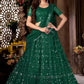 Lehenga Choli Net Green Embroidered Lehenga Choli