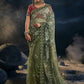 Classic Net Green Sequins Saree