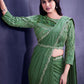 Classic Net Green Embroidered Saree