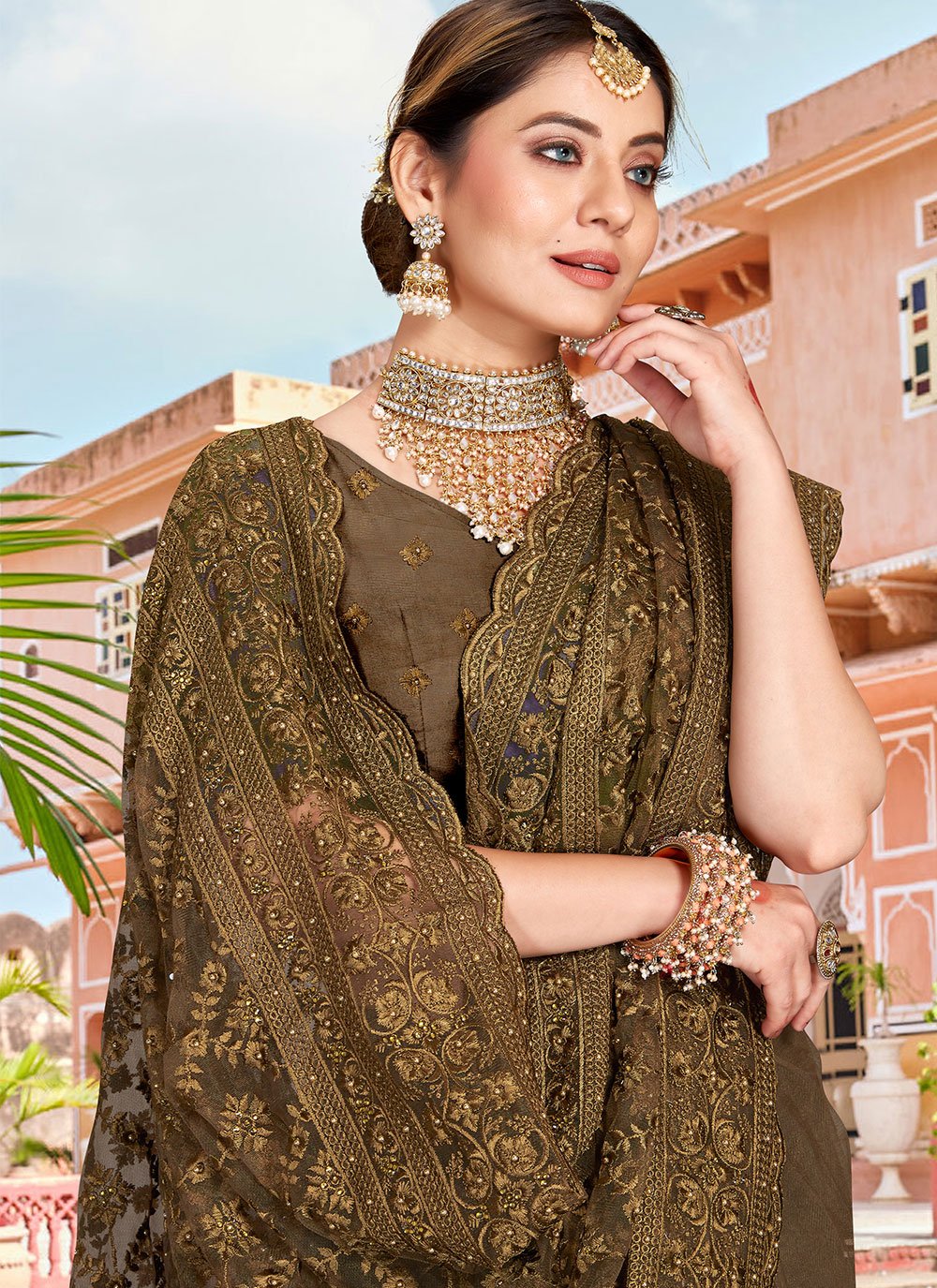 Trendy Saree Net Green Embroidered Saree