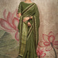 Contemporary Net Organza Green Embroidered Saree