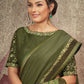 Contemporary Net Organza Green Embroidered Saree