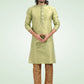 Kurta Pyjama Banarasi Jacquard Green Fancy Work Mens