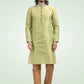 Kurta Pyjama Banarasi Jacquard Green Fancy Work Mens