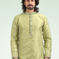 Kurta Pyjama Banarasi Jacquard Green Fancy Work Mens