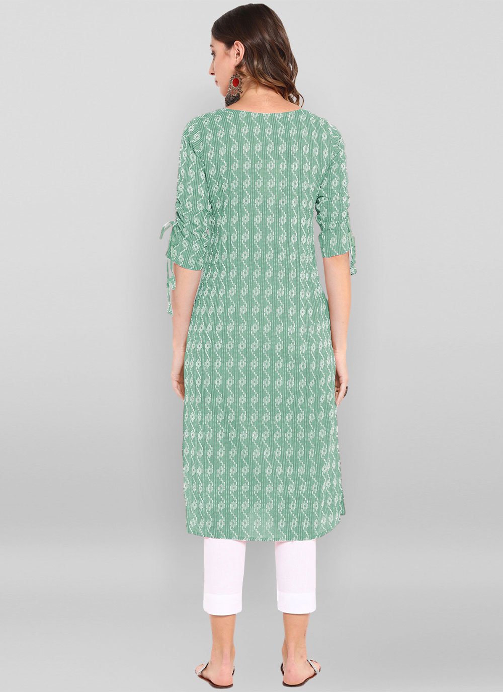 Casual Kurti Cotton Green Woven Kurtis