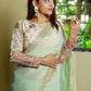 Classic Georgette Green Embroidered Saree