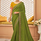 Classic Raw Silk Green Embroidered Saree
