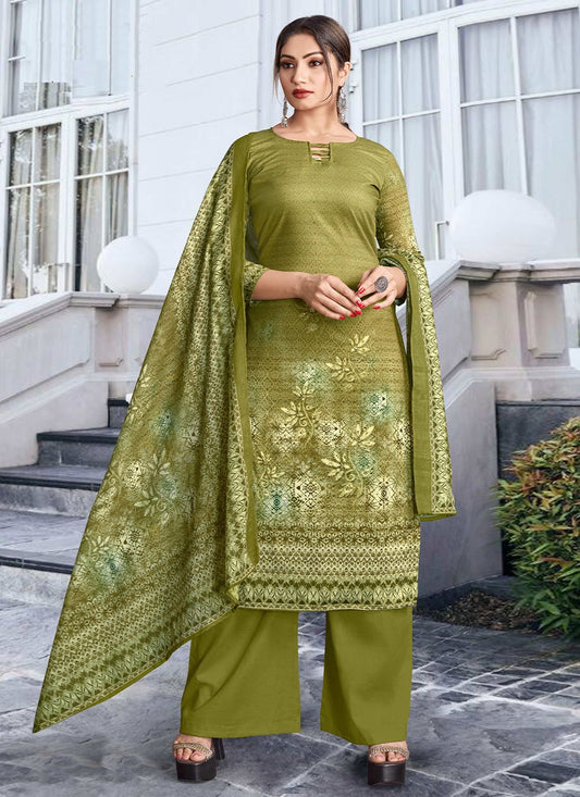 Salwar Suit Cotton Green Digital Print Salwar Kameez