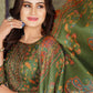 Straight Salwar Suit Pashmina Green Hand Work Salwar Kameez