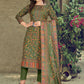 Straight Salwar Suit Pashmina Green Hand Work Salwar Kameez
