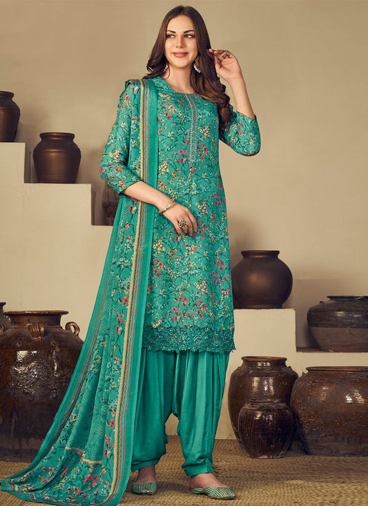 Trendy Suit Muslin Green Embroidered Salwar Kameez