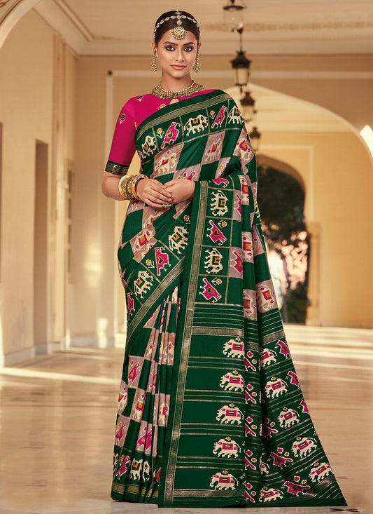 Classic Silk Green Patola Print Saree