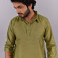 Kurta Pyjama Cotton Green Plain Mens