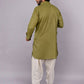 Kurta Pyjama Cotton Green Plain Mens