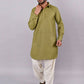 Kurta Pyjama Cotton Green Plain Mens