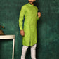 Kurta Pyjama Cotton Green Plain Mens