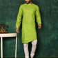 Kurta Pyjama Cotton Green Plain Mens