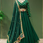 Lehenga Choli Georgette Green Plain Lehenga Choli