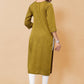 Designer Kurti Poly Cotton Green Embroidered Kurtis