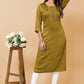 Designer Kurti Poly Cotton Green Embroidered Kurtis