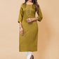 Designer Kurti Poly Cotton Green Embroidered Kurtis